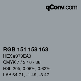 Color code: RGB 151 158 163 | qconv.com