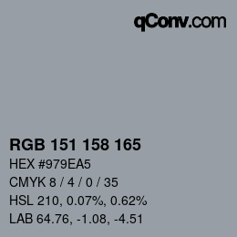 Color code: RGB 151 158 165 | qconv.com