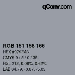 颜色代码: RGB 151 158 166 | qconv.com