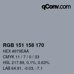 Farbcode: RGB 151 158 170 | qconv.com