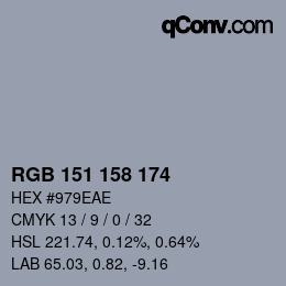 Color code: RGB 151 158 174 | qconv.com