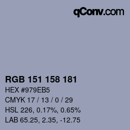 颜色代码: RGB 151 158 181 | qconv.com