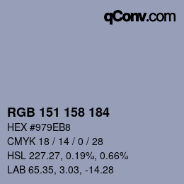 Color code: RGB 151 158 184 | qconv.com