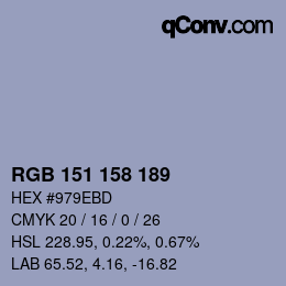 カラーコード: RGB 151 158 189 | qconv.com