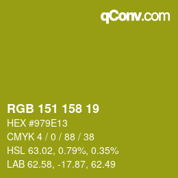 Color code: RGB 151 158 19 | qconv.com