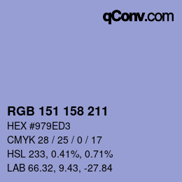 カラーコード: RGB 151 158 211 | qconv.com
