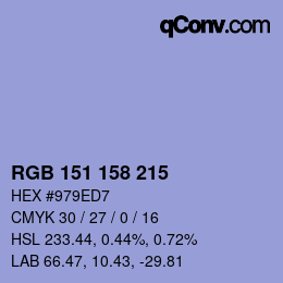 カラーコード: RGB 151 158 215 | qconv.com