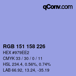 カラーコード: RGB 151 158 226 | qconv.com