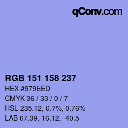 カラーコード: RGB 151 158 237 | qconv.com