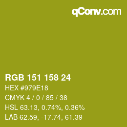 カラーコード: RGB 151 158 24 | qconv.com