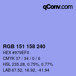 カラーコード: RGB 151 158 240 | qconv.com