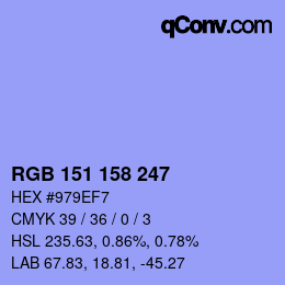 颜色代码: RGB 151 158 247 | qconv.com
