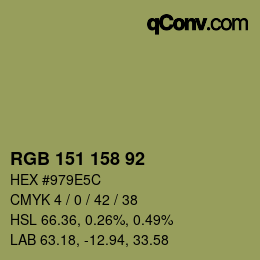 颜色代码: RGB 151 158 92 | qconv.com