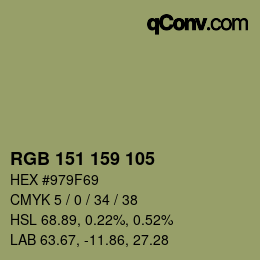 カラーコード: RGB 151 159 105 | qconv.com
