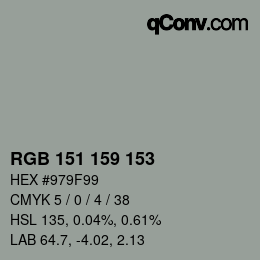 カラーコード: RGB 151 159 153 | qconv.com