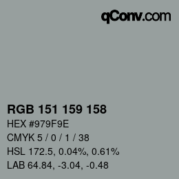 カラーコード: RGB 151 159 158 | qconv.com