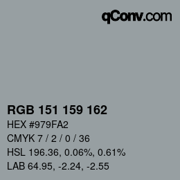 Color code: RGB 151 159 162 | qconv.com