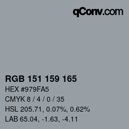 颜色代码: RGB 151 159 165 | qconv.com