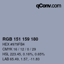 Color code: RGB 151 159 180 | qconv.com