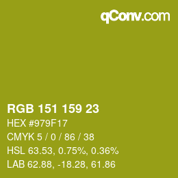 カラーコード: RGB 151 159 23 | qconv.com