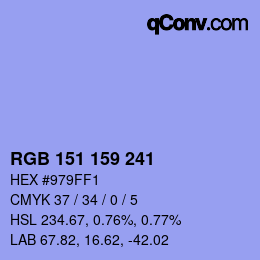 カラーコード: RGB 151 159 241 | qconv.com