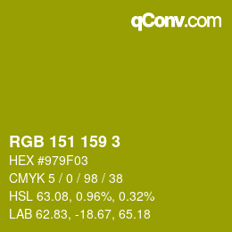 カラーコード: RGB 151 159 3 | qconv.com