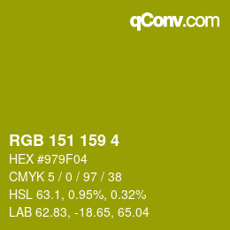 カラーコード: RGB 151 159 4 | qconv.com