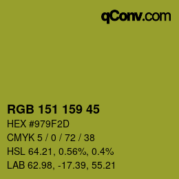Color code: RGB 151 159 45 | qconv.com