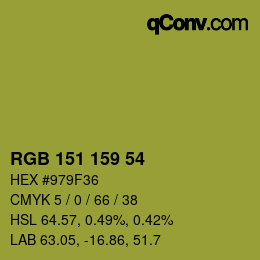 Color code: RGB 151 159 54 | qconv.com
