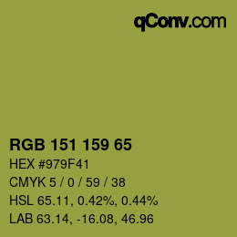 Color code: RGB 151 159 65 | qconv.com