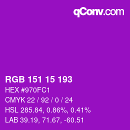 Color code: RGB 151 15 193 | qconv.com