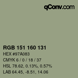Código de color: RGB 151 160 131 | qconv.com