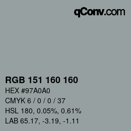 Color code: RGB 151 160 160 | qconv.com
