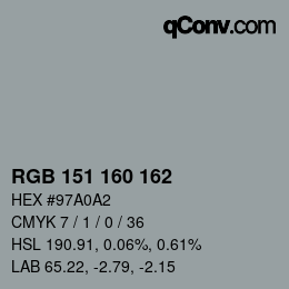 Código de color: RGB 151 160 162 | qconv.com