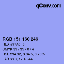 カラーコード: RGB 151 160 246 | qconv.com