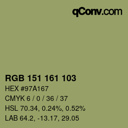 カラーコード: RGB 151 161 103 | qconv.com