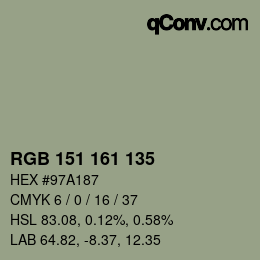 Farbcode: RGB 151 161 135 | qconv.com