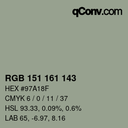 颜色代码: RGB 151 161 143 | qconv.com