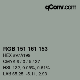 カラーコード: RGB 151 161 153 | qconv.com