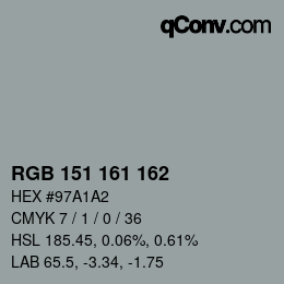 カラーコード: RGB 151 161 162 | qconv.com