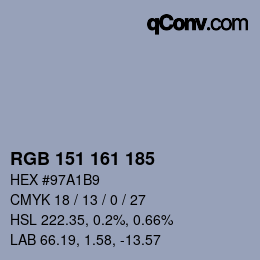 カラーコード: RGB 151 161 185 | qconv.com