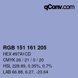 Color code: RGB 151 161 205 | qconv.com