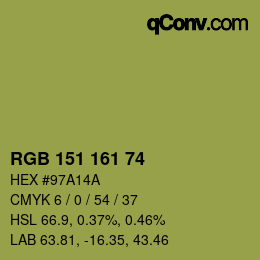 颜色代码: RGB 151 161 74 | qconv.com