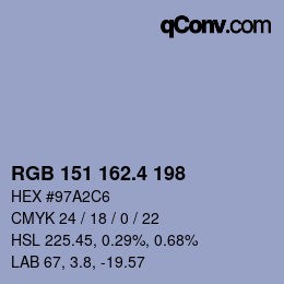 カラーコード: RGB 151 162.4 198 | qconv.com