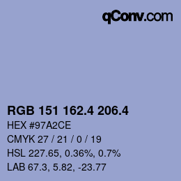 カラーコード: RGB 151 162.4 206.4 | qconv.com