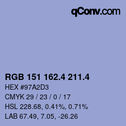 カラーコード: RGB 151 162.4 211.4 | qconv.com