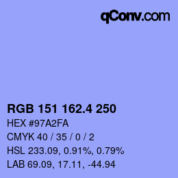 カラーコード: RGB 151 162.4 250 | qconv.com