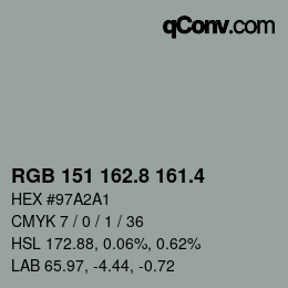 カラーコード: RGB 151 162.8 161.4 | qconv.com