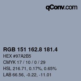カラーコード: RGB 151 162.8 181.4 | qconv.com
