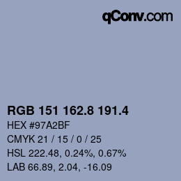 カラーコード: RGB 151 162.8 191.4 | qconv.com